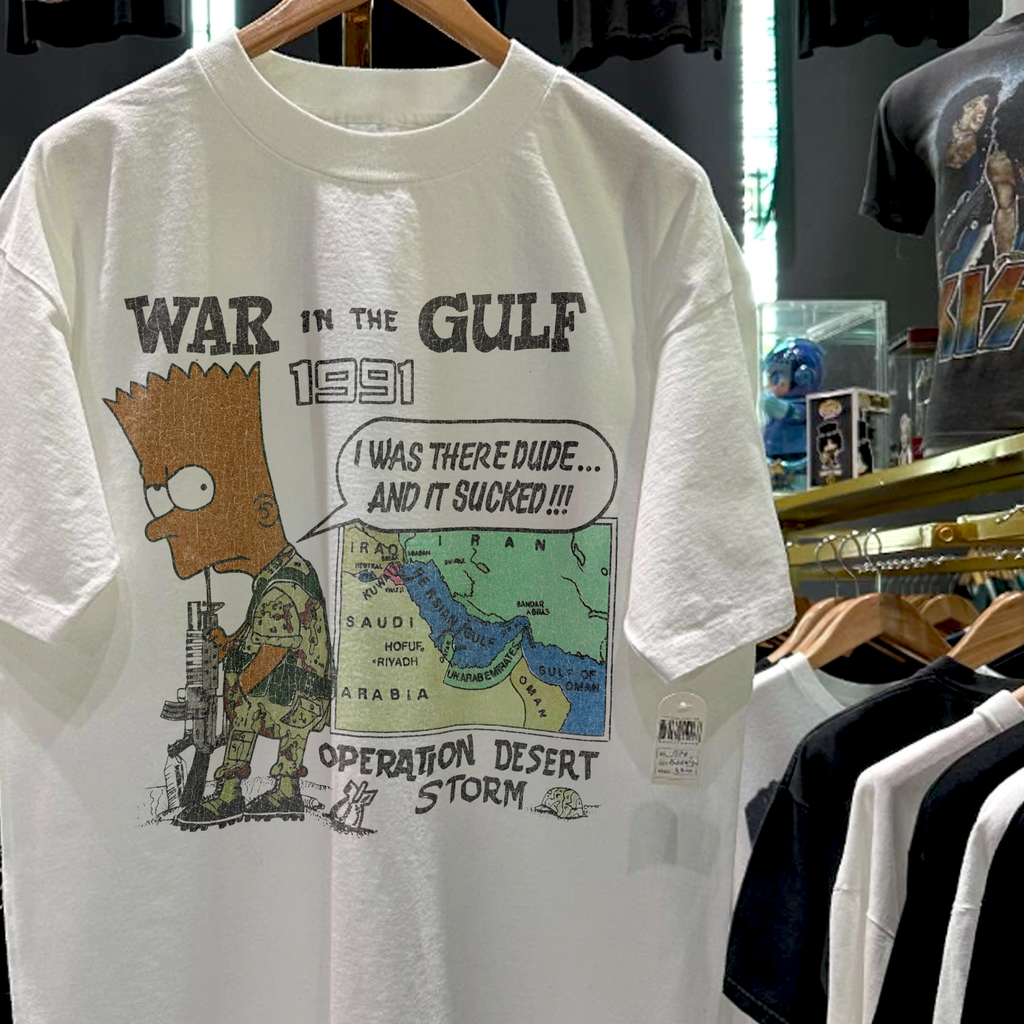 1991 Bootleg Bart Goes To War Rare Washed White T-Shirt