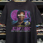 Vintage Star Trek The Next Generation - Lieutenant Geordi La Forge Washed Black T-Shirt