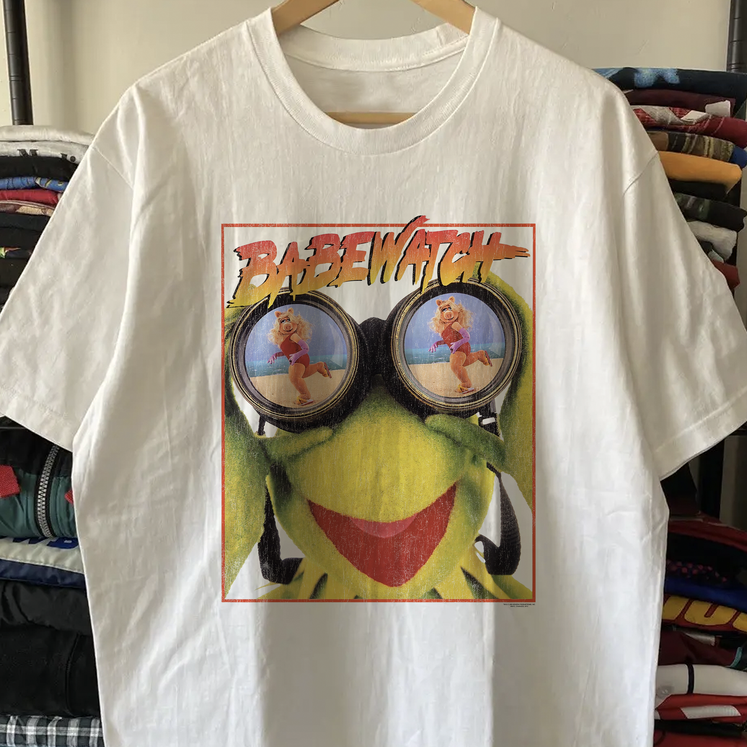 90s Kermit Babe Watch Washed White Tee