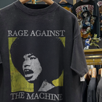 90s Rage & Resist 'Ratm X Angela Davis' Rare Washed Black T-Shirt