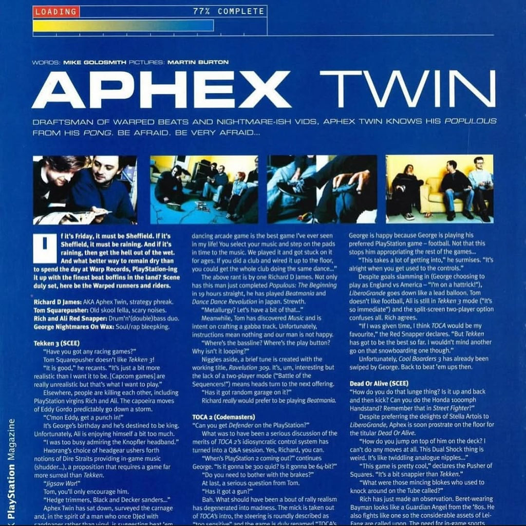 90S Aphex Twin 'Playstation Staff' Rare Washed Navy T-Shirt