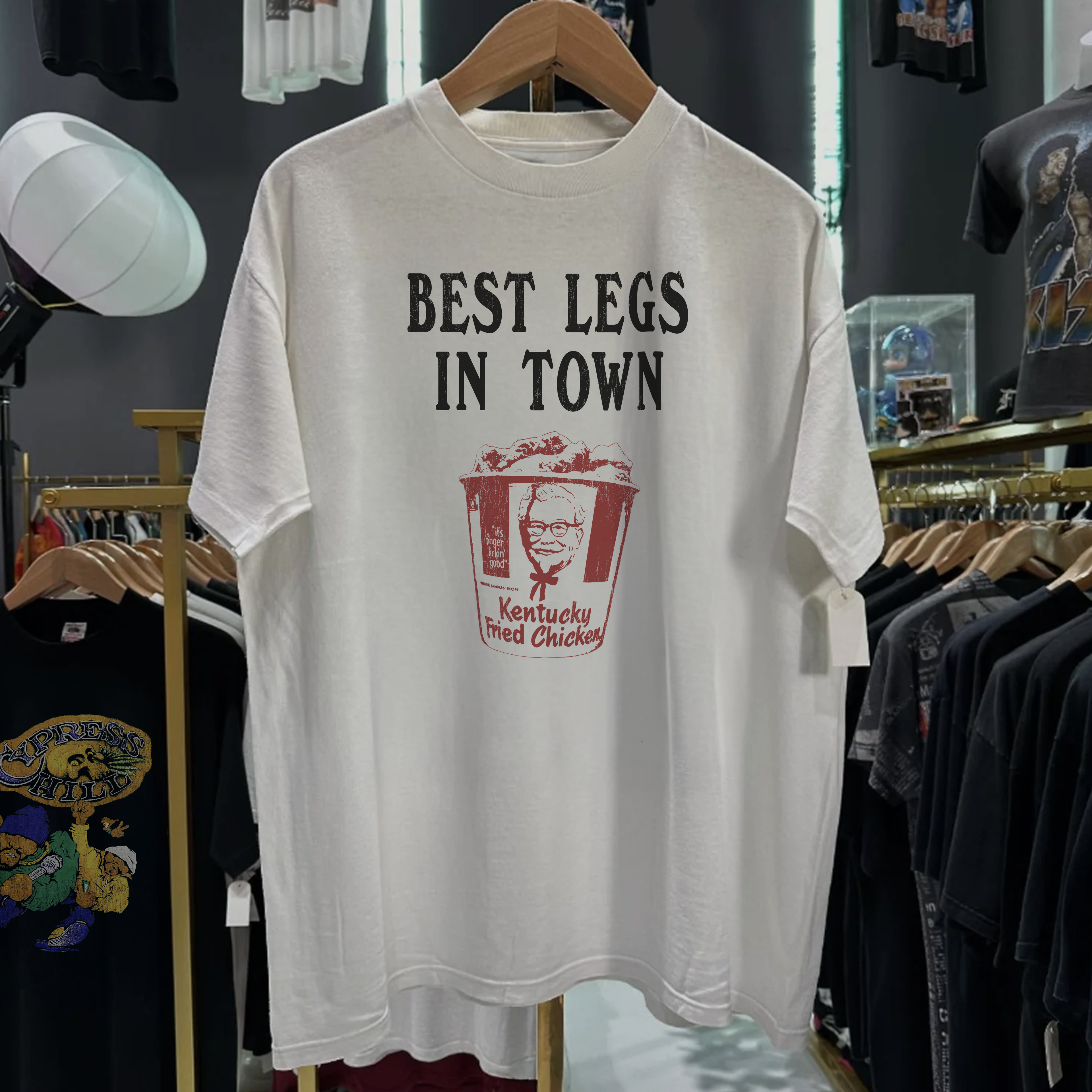 Rare Best Legs In Town Washed White Tee