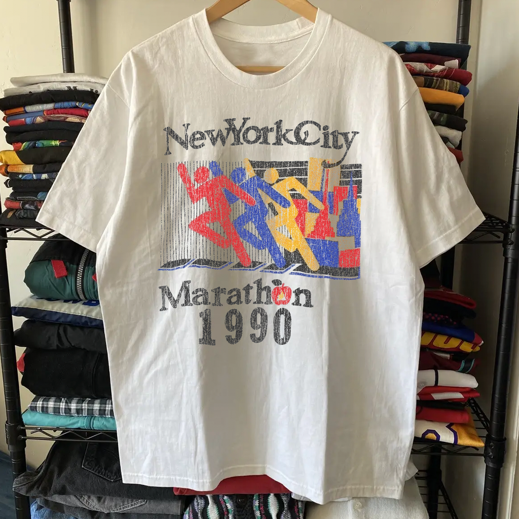 Rare NYC Marathon Washed White Tee